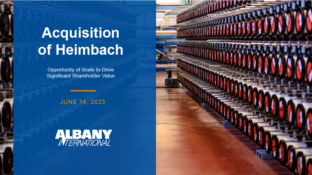 Albany Acquisition of Heimbach Group presentation cover